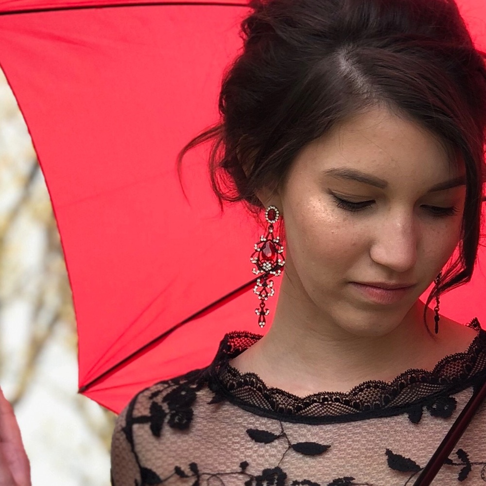 Dangly ruby earrings